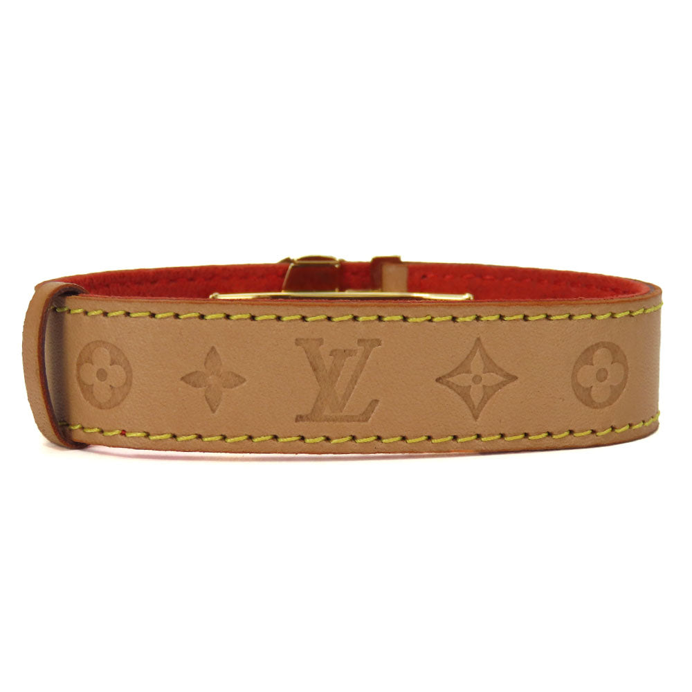 LOUIS VUITTON bracelet M64448 Tanned leather, metal beige Good Luck Bless Women Used Authentic
