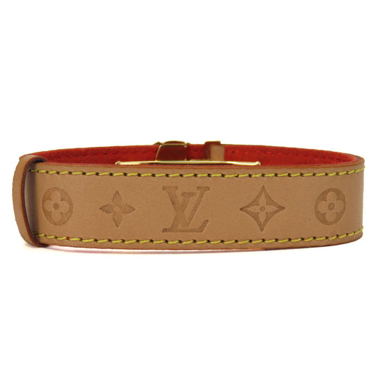 LOUIS VUITTON bracelet M64448 Tanned leather, metal beige Good Luck Bless Women Used Authentic
