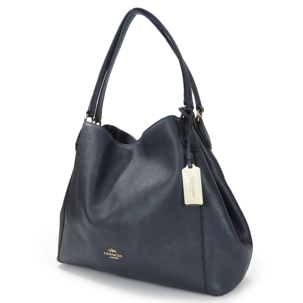 COACH Tote Bag 36464 leather Navy Women Used Authentic