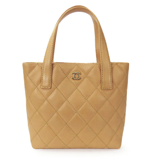 CHANEL Handbag Calfskin beige