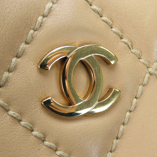 CHANEL Handbag Calfskin beige