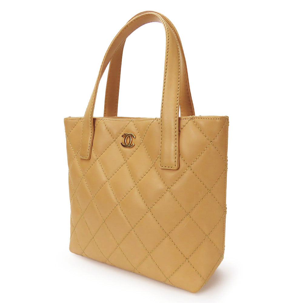 CHANEL Handbag Calfskin beige