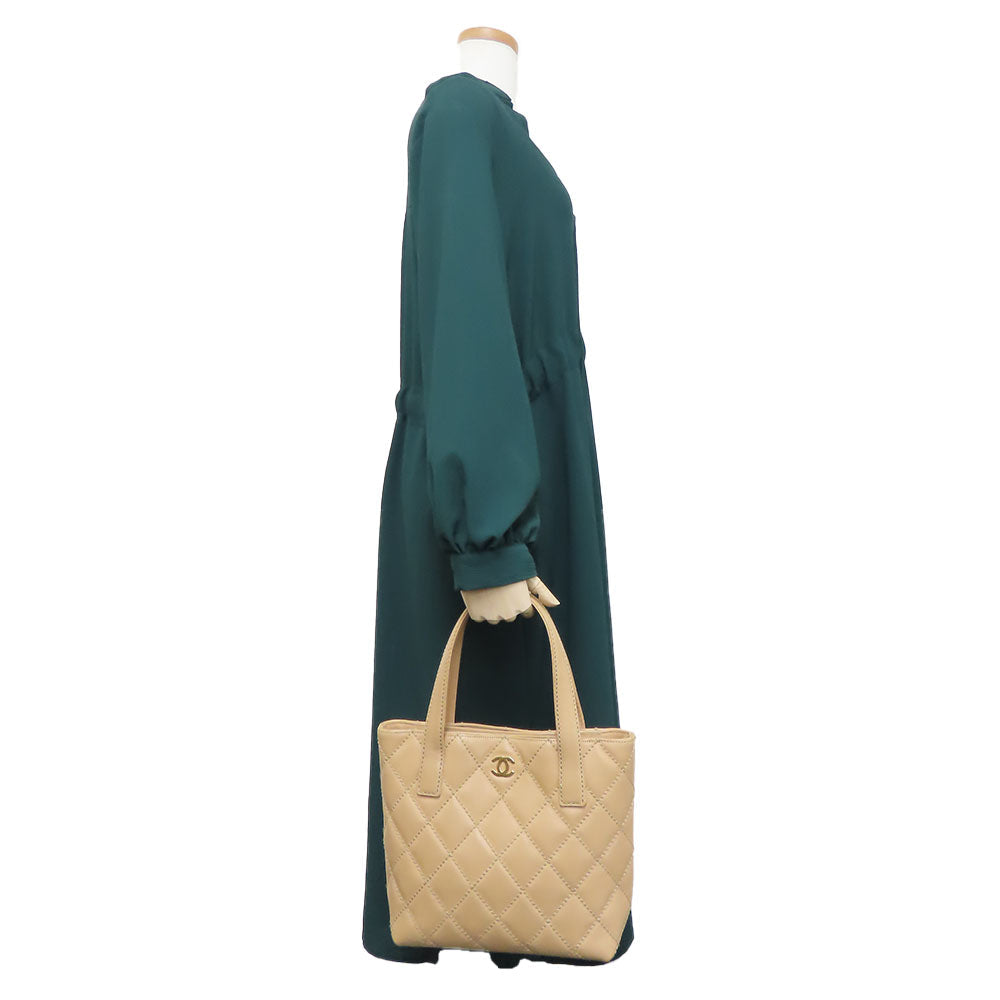 CHANEL Handbag Calfskin beige
