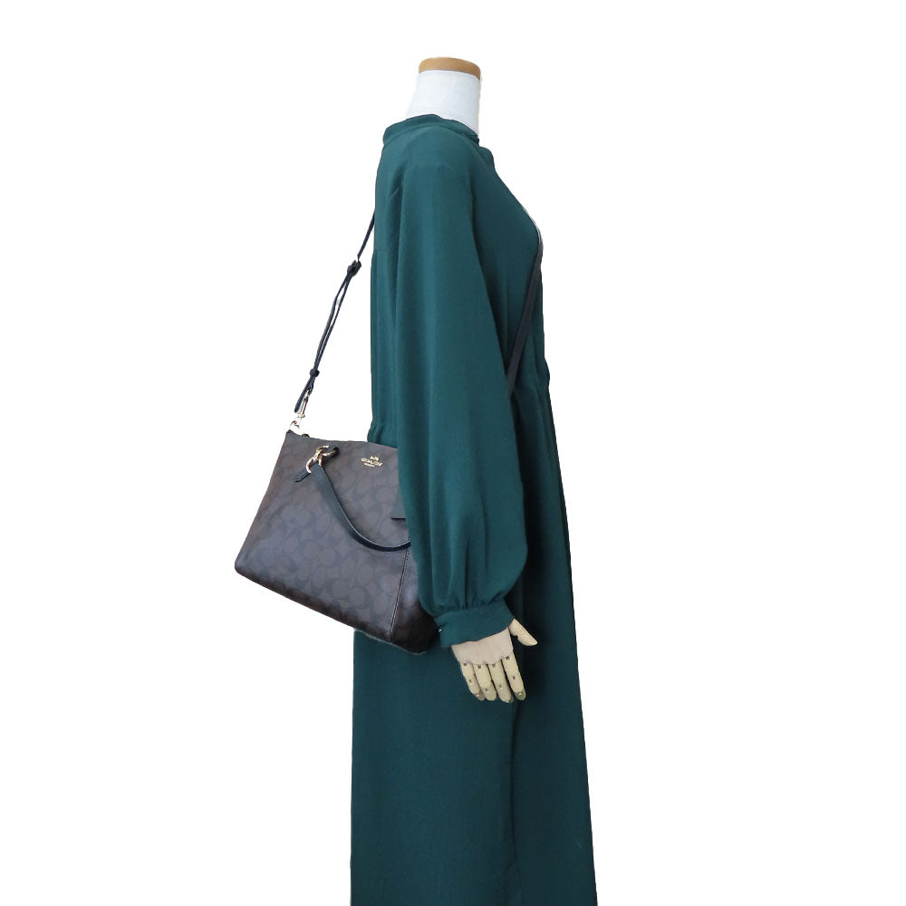 COACH Shoulder Bag F28989 leather Brown Signature Women Used Authentic