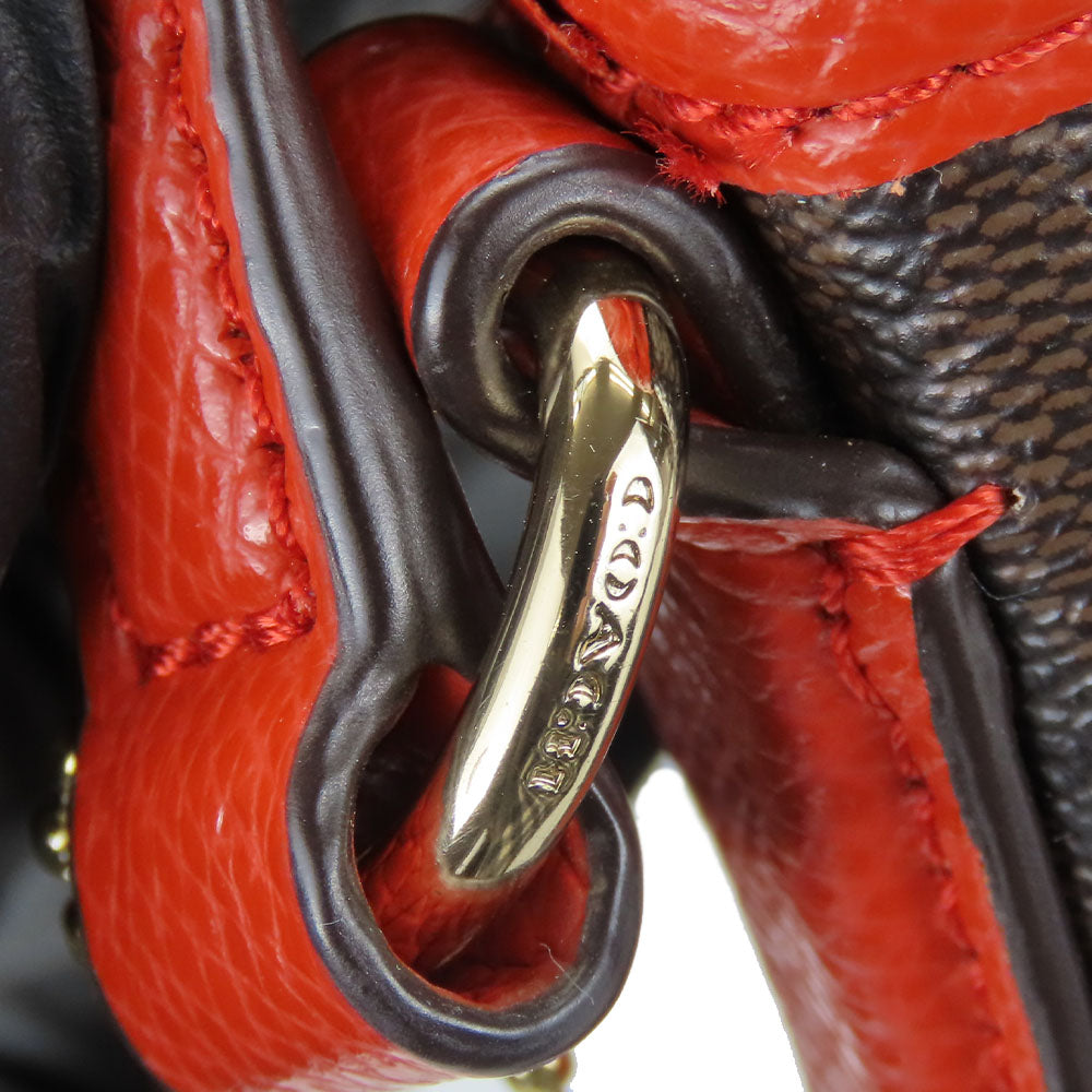 COACH Shoulder Bag F34938 Leather, PVC coated canvas Brown Signature Women Used Authentic