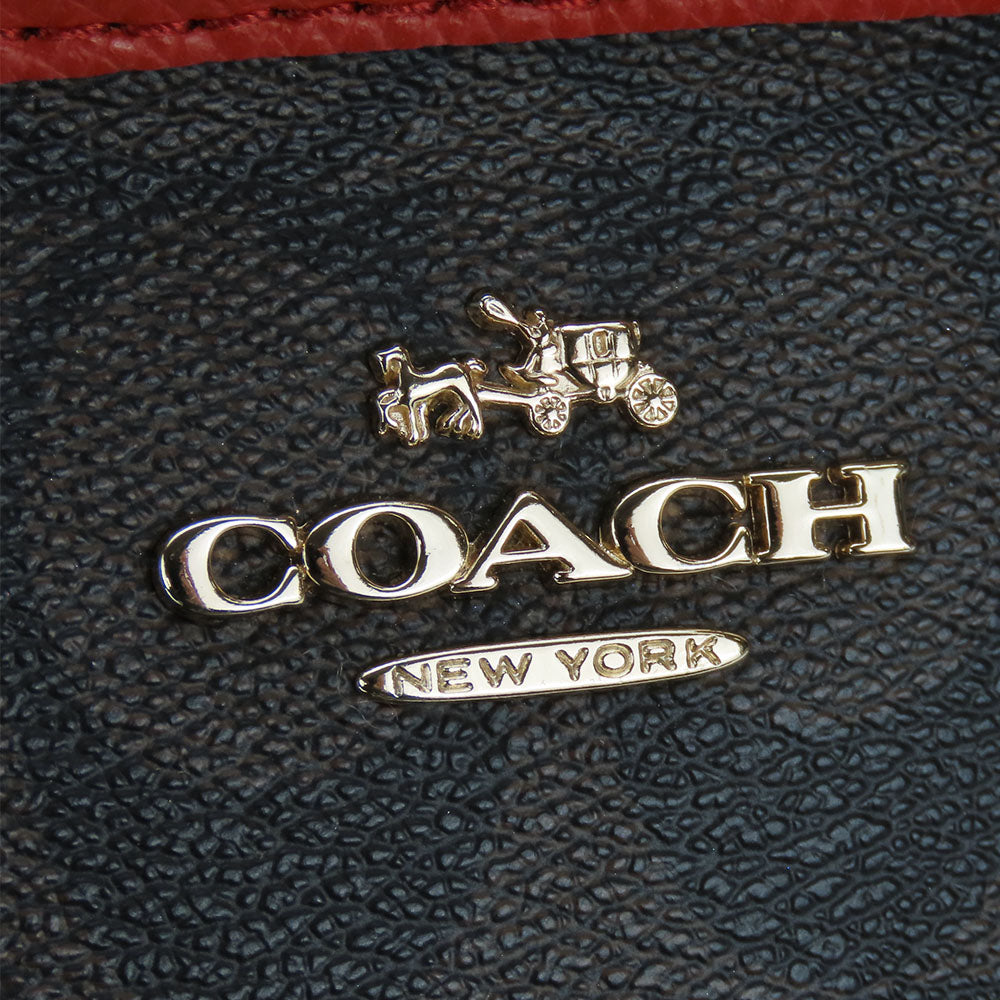 COACH Shoulder Bag F34938 Leather, PVC coated canvas Brown Signature Women Used Authentic