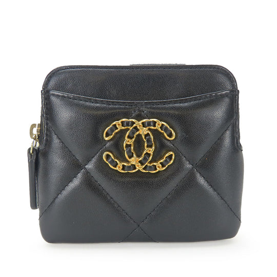 CHANEL Coin case AP2086 lambskin black Women Used Authentic