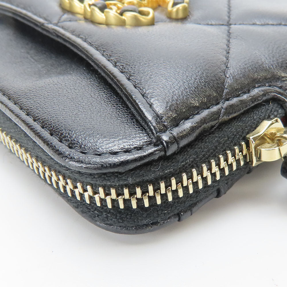 CHANEL Coin case AP2086 lambskin black Women Used Authentic