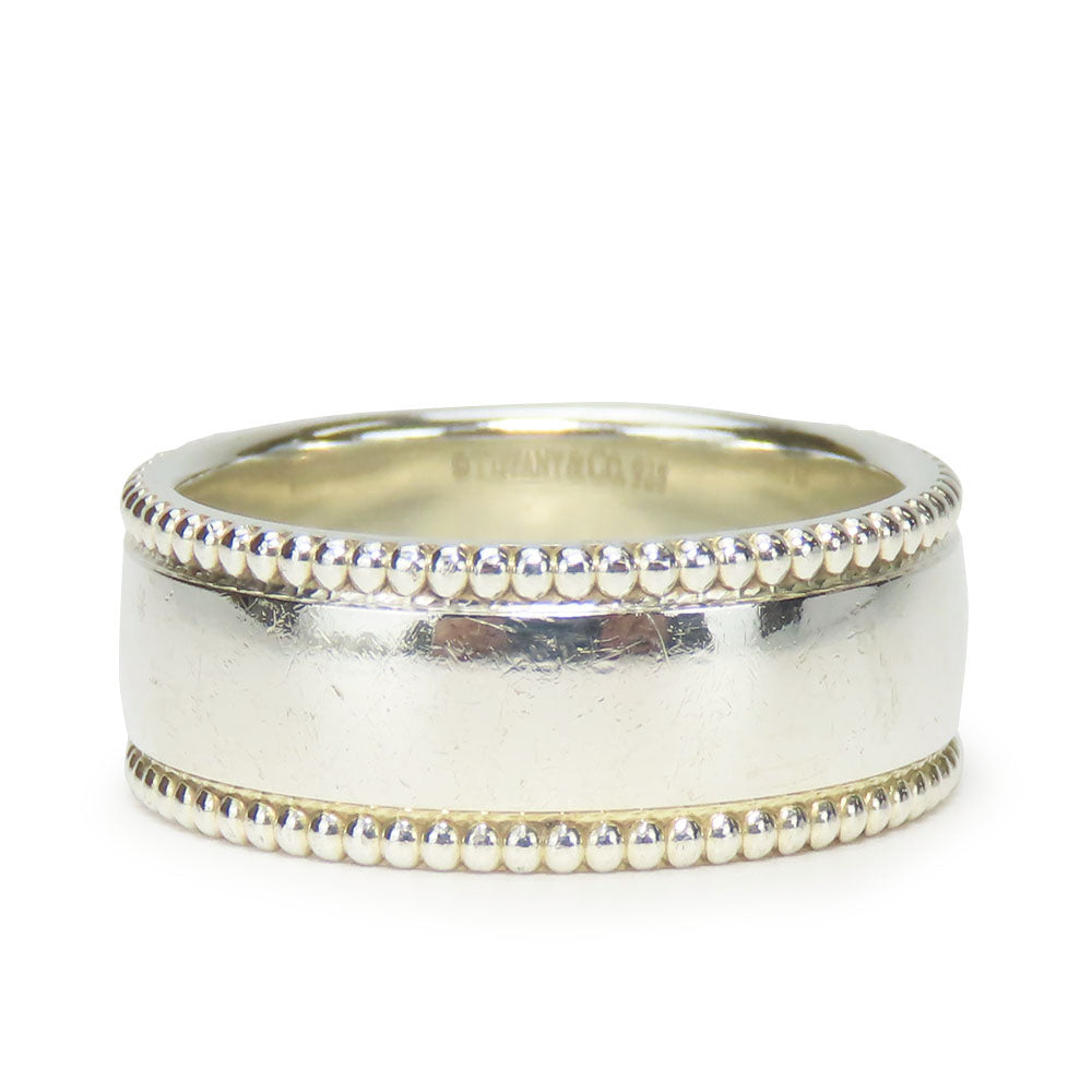TIFFANY&Co. Ring Silver925 Silver Milgrain wide Women Used Authentic