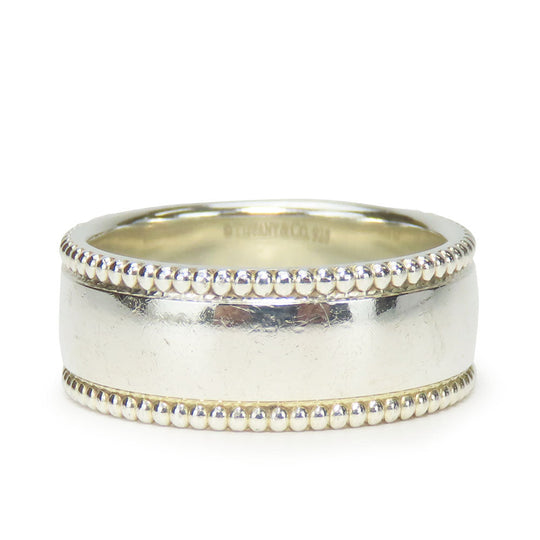 TIFFANY&Co. Ring Silver925 Silver Milgrain wide Women Used Authentic