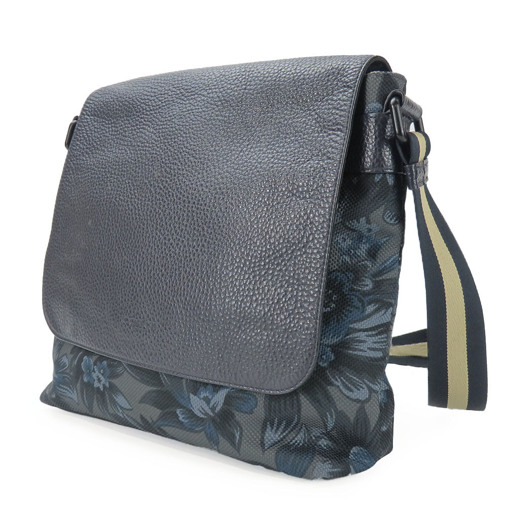 COACH Shoulder Bag F59301 leather Navy type Botanical Women Used Authentic