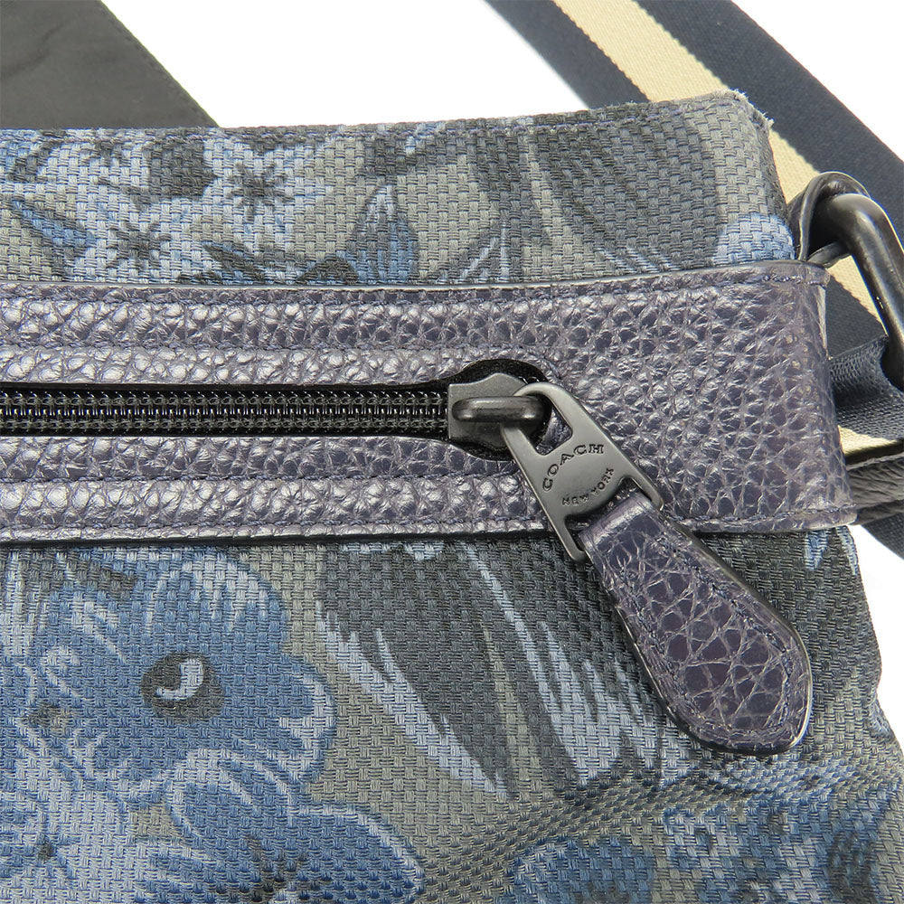 COACH Shoulder Bag F59301 leather Navy type Botanical Women Used Authentic