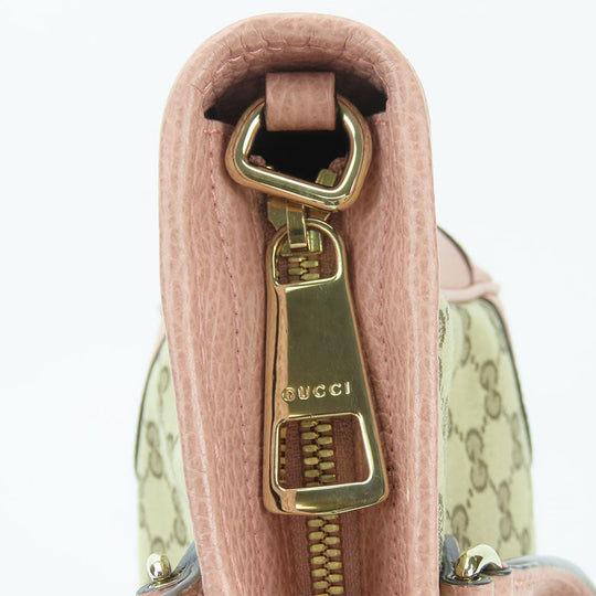 GUCCI Handbag 449241 Leather, GG canvas pink Women Used Authentic