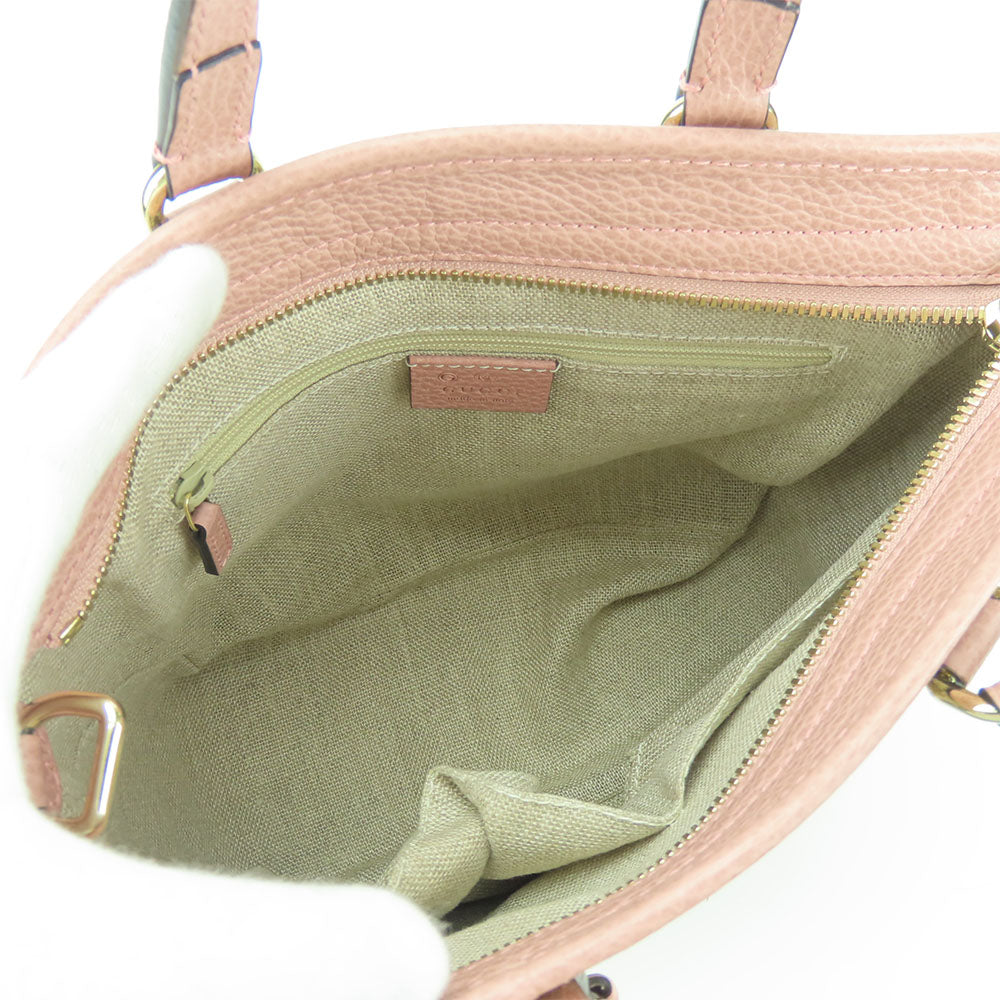 GUCCI Handbag 449241 Leather, GG canvas pink Women Used Authentic