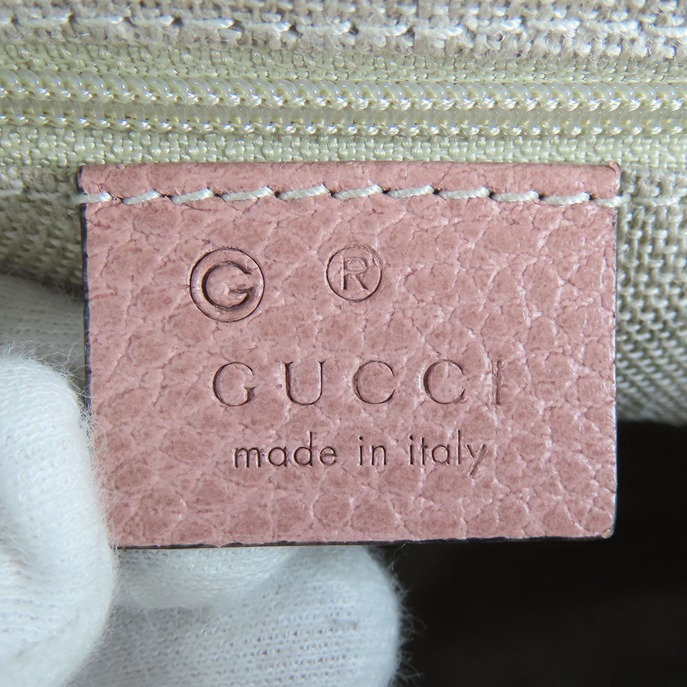 GUCCI Handbag 449241 Leather, GG canvas pink Women Used Authentic