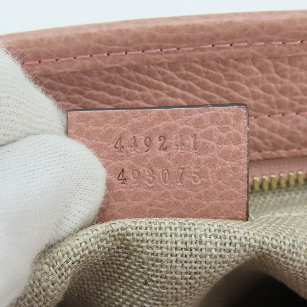 GUCCI Handbag 449241 Leather, GG canvas pink Women Used Authentic