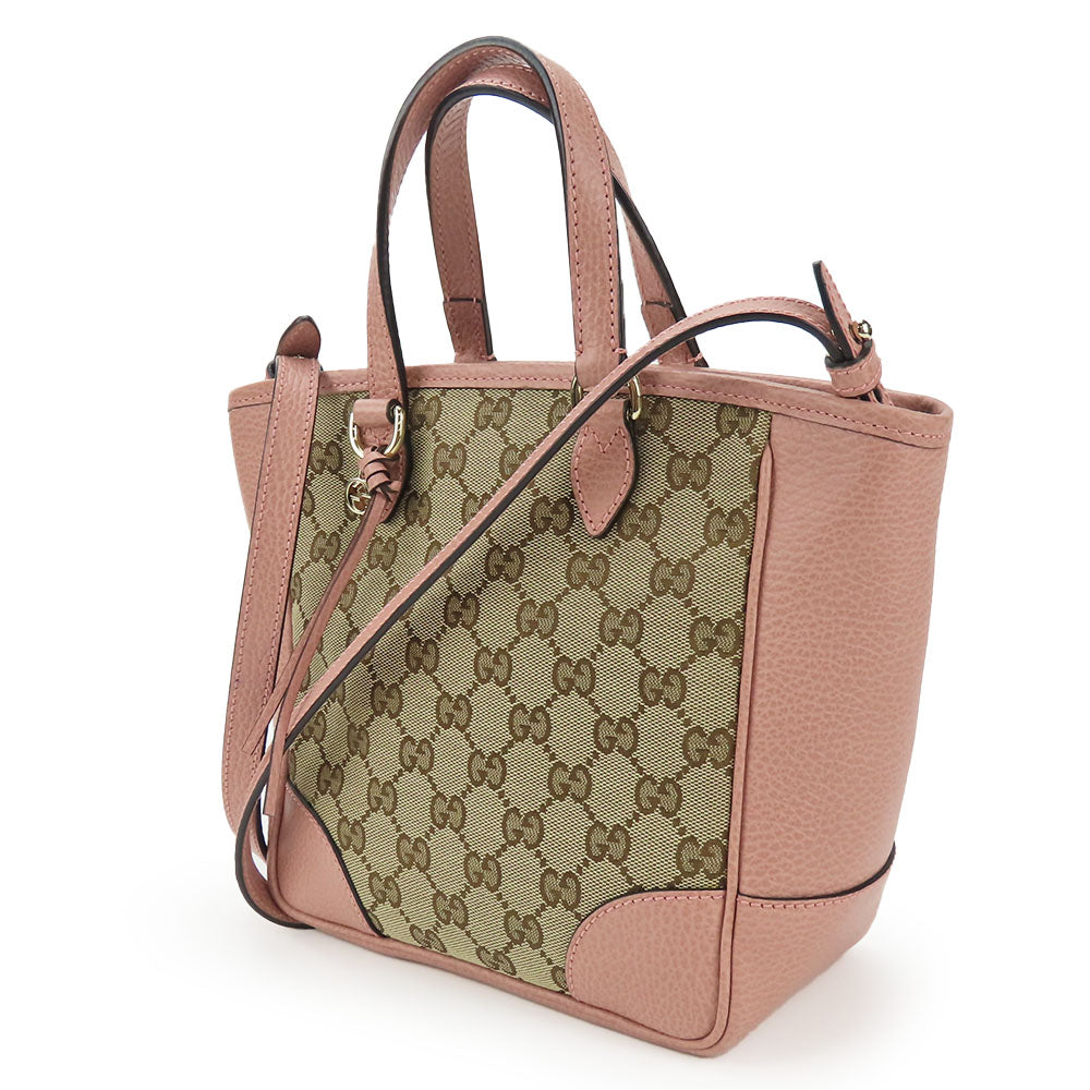 GUCCI Handbag 449241 Leather, GG canvas pink Women Used Authentic