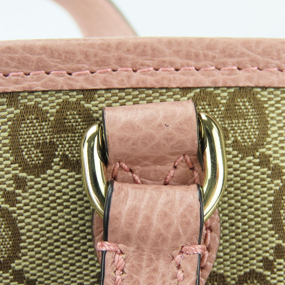 GUCCI Handbag 449241 Leather, GG canvas pink Women Used Authentic