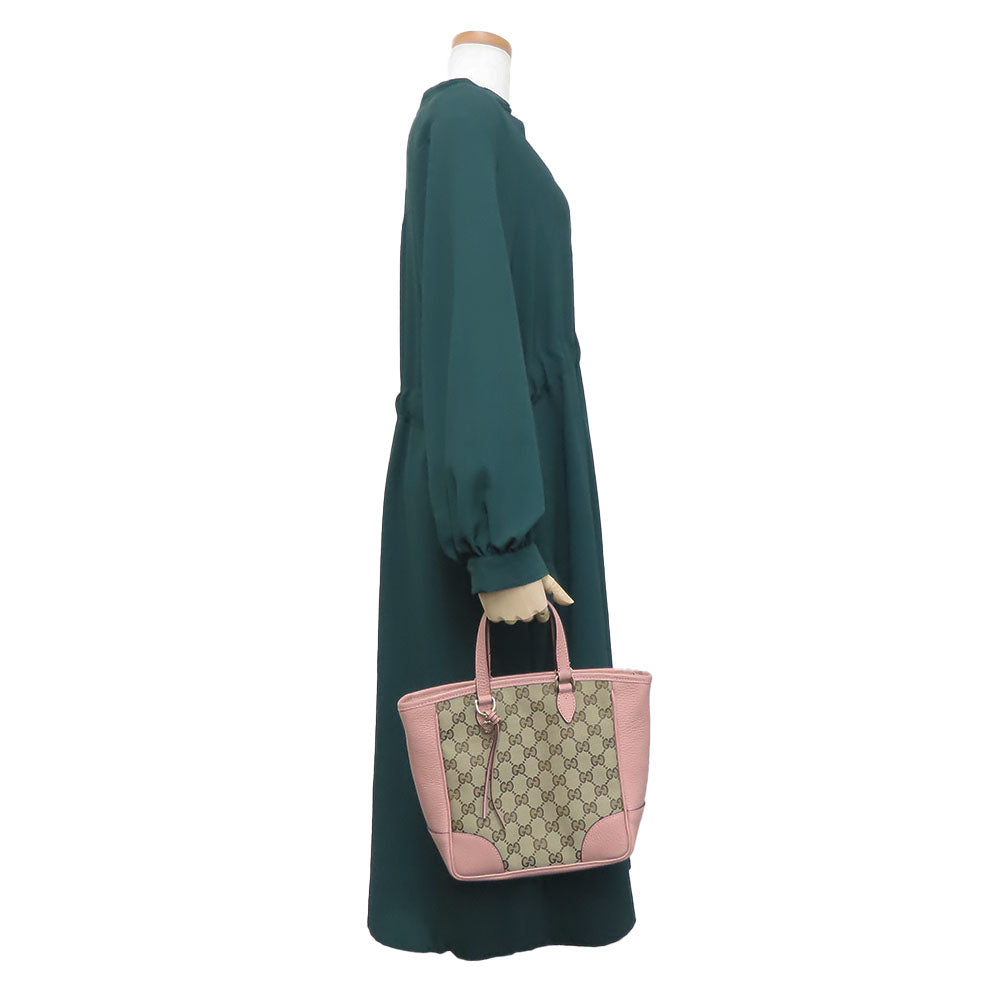 GUCCI Handbag 449241 Leather, GG canvas pink Women Used Authentic