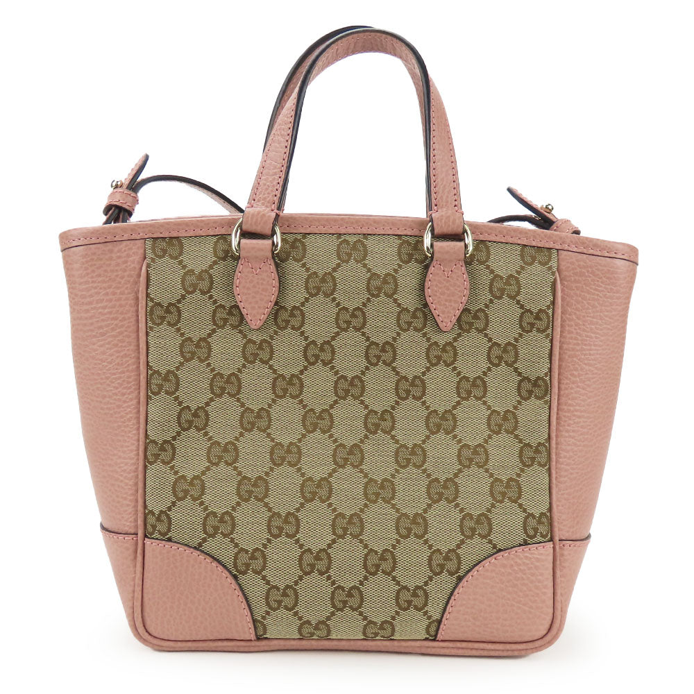 GUCCI Handbag 449241 Leather, GG canvas pink Women Used Authentic