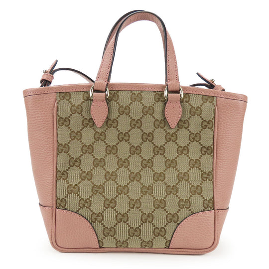 GUCCI Handbag 449241 Leather, GG canvas pink Women Used Authentic