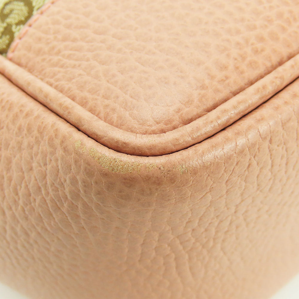 GUCCI Handbag 449241 Leather, GG canvas pink Women Used Authentic
