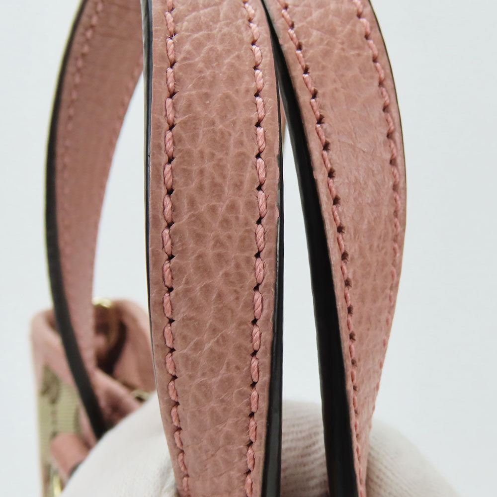 GUCCI Handbag 449241 Leather, GG canvas pink Women Used Authentic