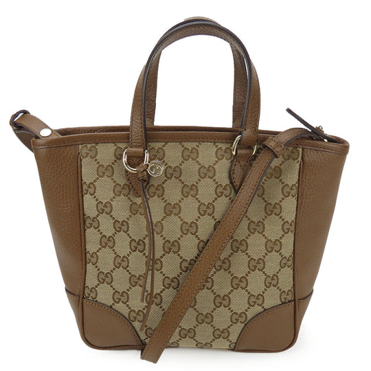 GUCCI Handbag 449241 Leather, GG canvas Brown Women Used Authentic