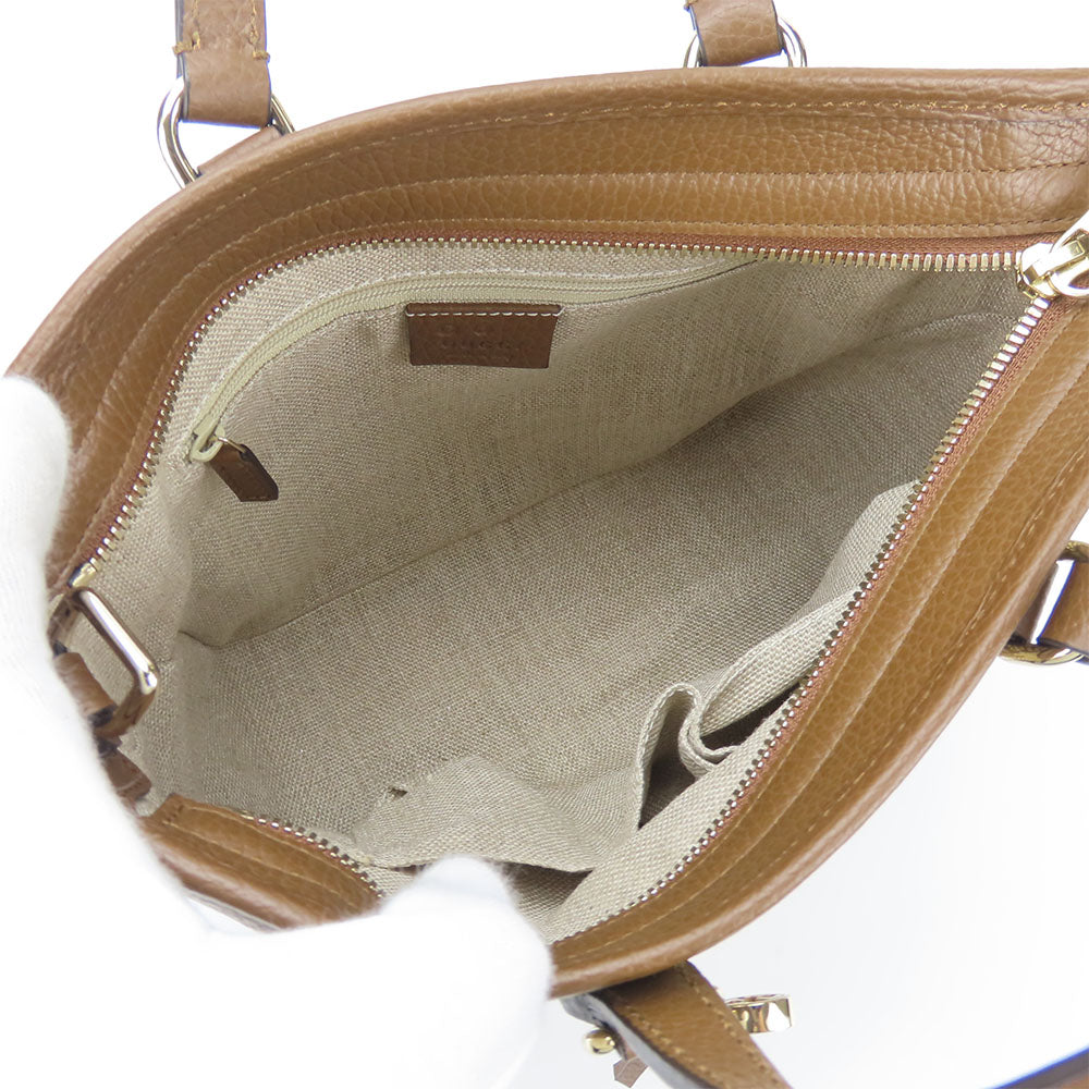 GUCCI Handbag 449241 Leather, GG canvas Brown Women Used Authentic