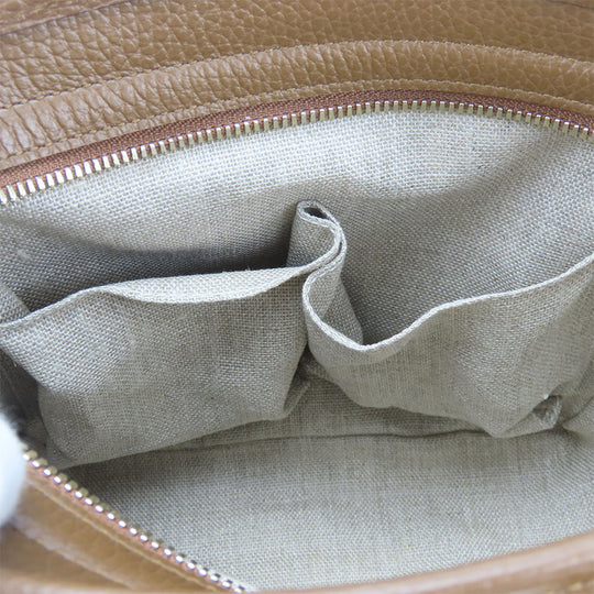 GUCCI Handbag 449241 Leather, GG canvas Brown Women Used Authentic