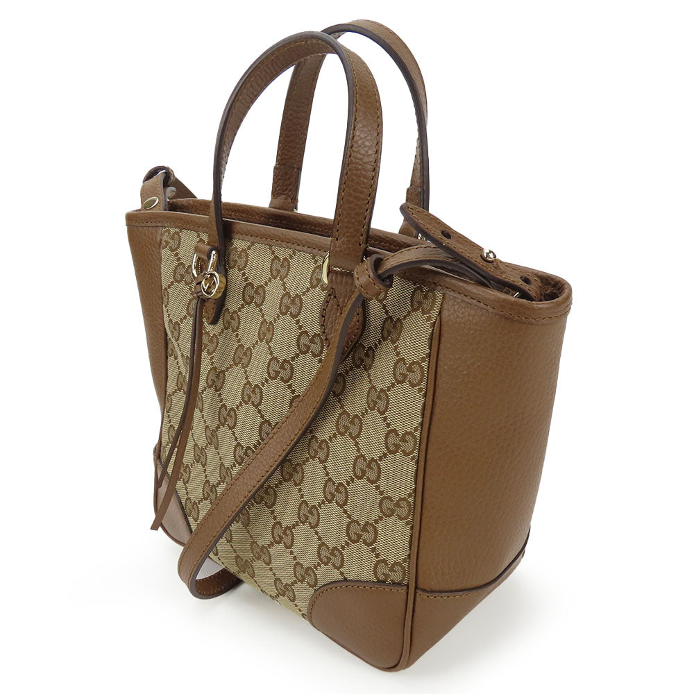 GUCCI Handbag 449241 Leather, GG canvas Brown Women Used Authentic
