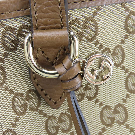 GUCCI Handbag 449241 Leather, GG canvas Brown Women Used Authentic