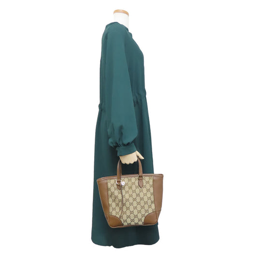 GUCCI Handbag 449241 Leather, GG canvas Brown Women Used Authentic