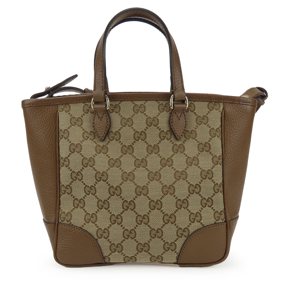 GUCCI Handbag 449241 Leather, GG canvas Brown Women Used Authentic