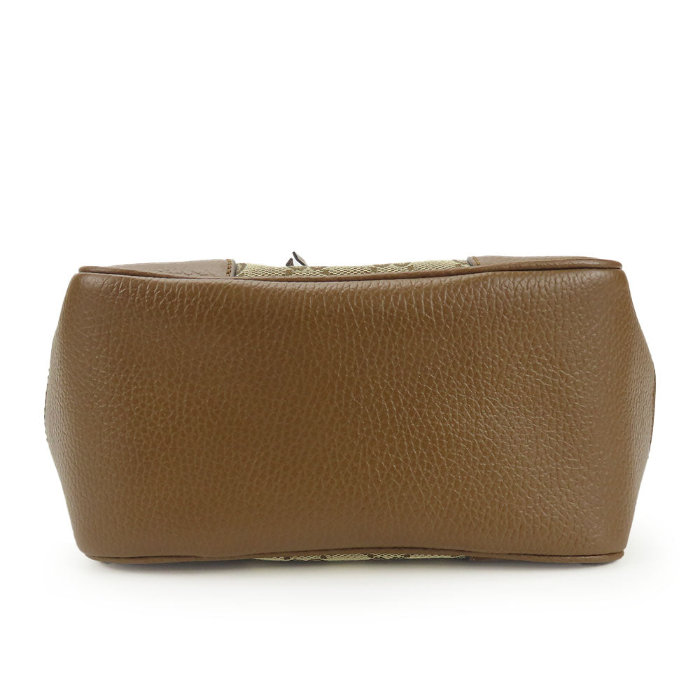 GUCCI Handbag 449241 Leather, GG canvas Brown Women Used Authentic