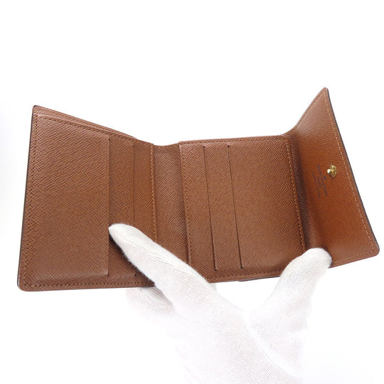 LOUIS VUITTON Tri-fold wallet M61652 Monogram Brown Porte Monnaie Billets Cartes Credit Women Used Authentic