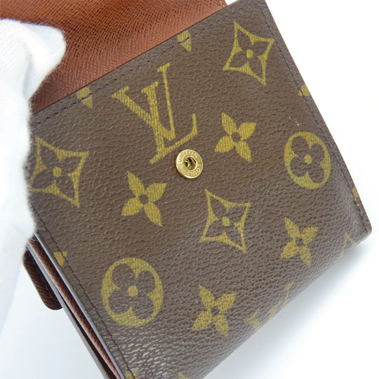 LOUIS VUITTON Tri-fold wallet M61652 Monogram Brown Porte Monnaie Billets Cartes Credit Women Used Authentic