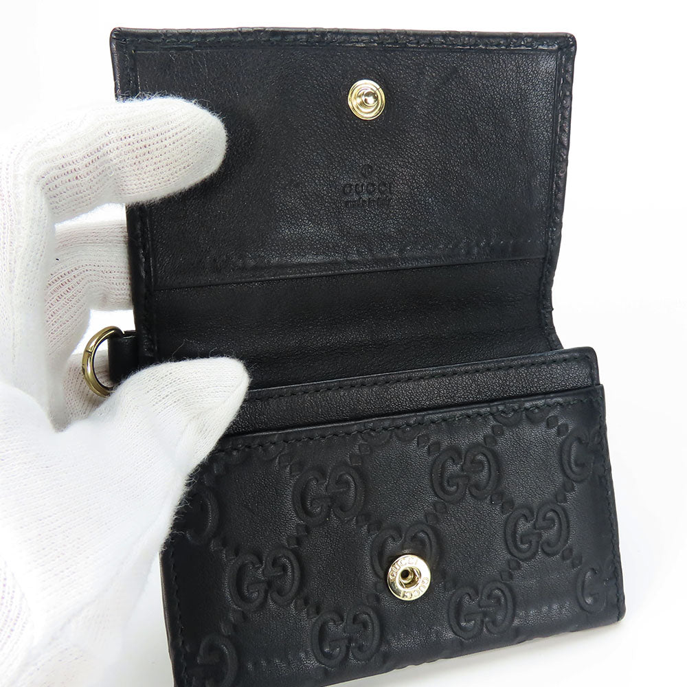 GUCCI Card Case 323401 Sima leather black unisex(Unisex) Used Authentic