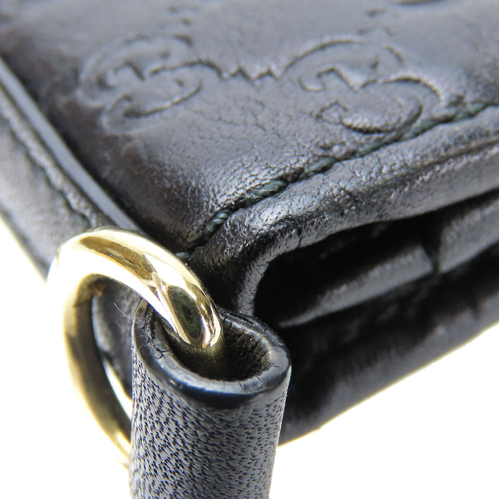 GUCCI Card Case 323401 Sima leather black unisex(Unisex) Used Authentic