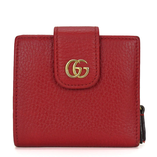 GUCCI Bifold Wallet 523193 leather Red GG Marmont Women Used Authentic