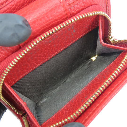 GUCCI Bifold Wallet 523193 leather Red GG Marmont Women Used Authentic
