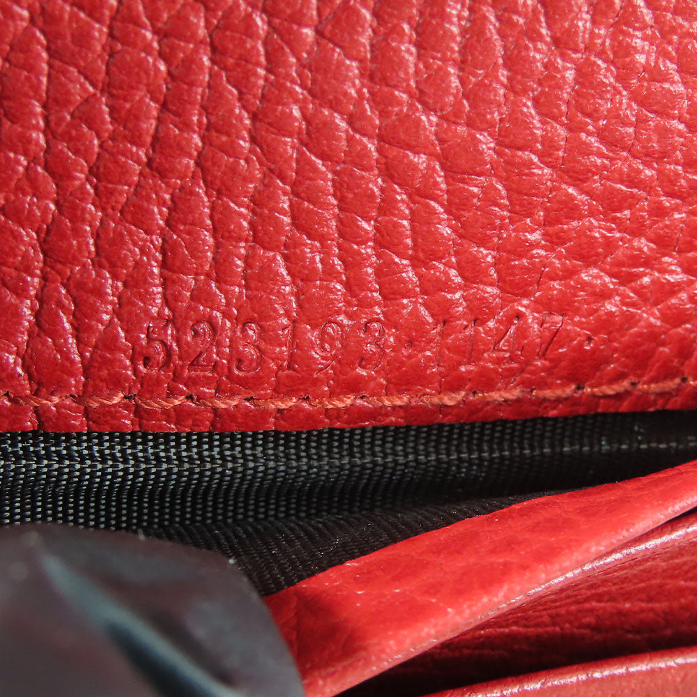GUCCI Bifold Wallet 523193 leather Red GG Marmont Women Used Authentic