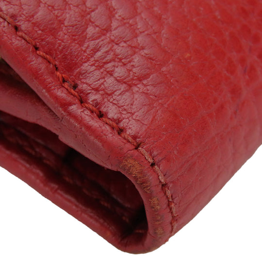 GUCCI Bifold Wallet 523193 leather Red GG Marmont Women Used Authentic