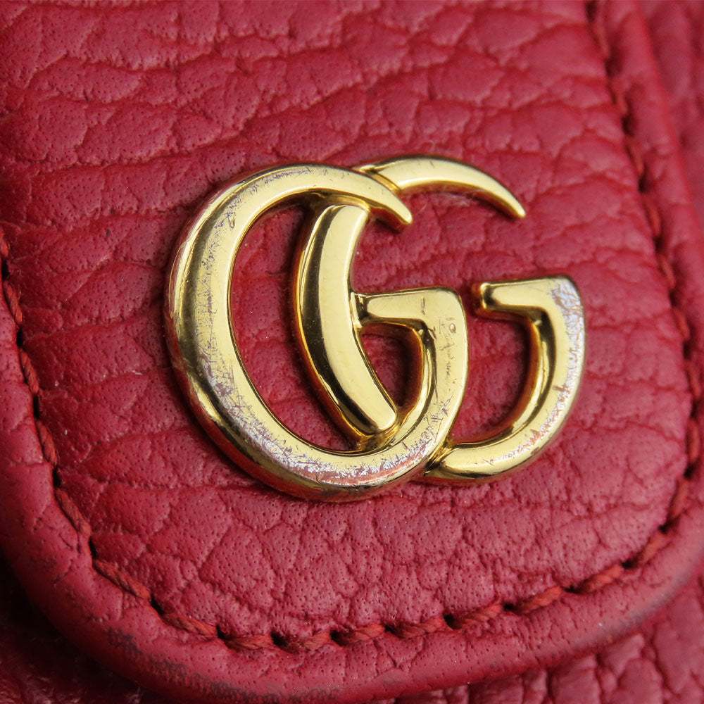 GUCCI Bifold Wallet 523193 leather Red GG Marmont Women Used Authentic