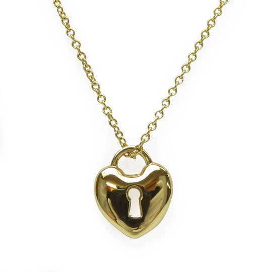 TIFFANY&Co. Necklace K18 yellow gold Yellow Gold Heart lock Women Used Authentic