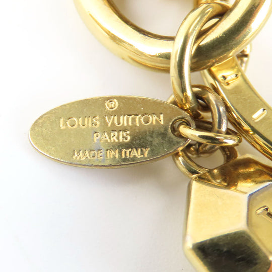 LOUIS VUITTON key ring M65216 metal gold LV Facet Women Used Authentic
