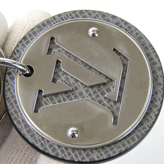 LOUIS VUITTON key ring M00477 Taiga, Metal gray Portocre LV Circle mens Used Authentic