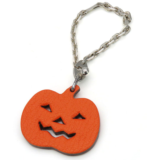 HERMES Bag charm leather Orange pumpkin