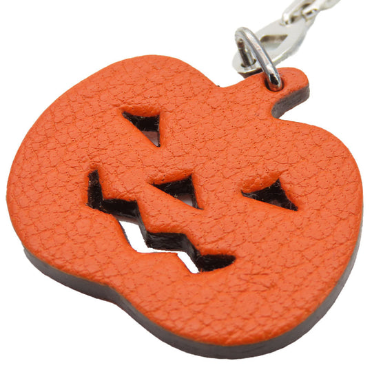 HERMES Bag charm leather Orange pumpkin