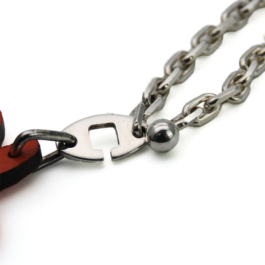 HERMES Bag charm leather Orange pumpkin